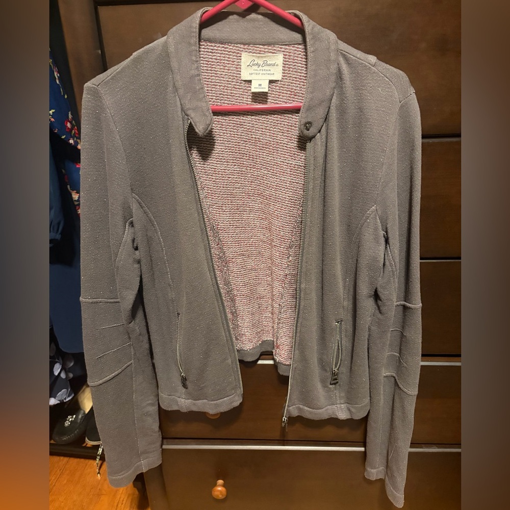 Lucky Brand Heather Gray Knit Jacket